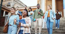 Happy university students