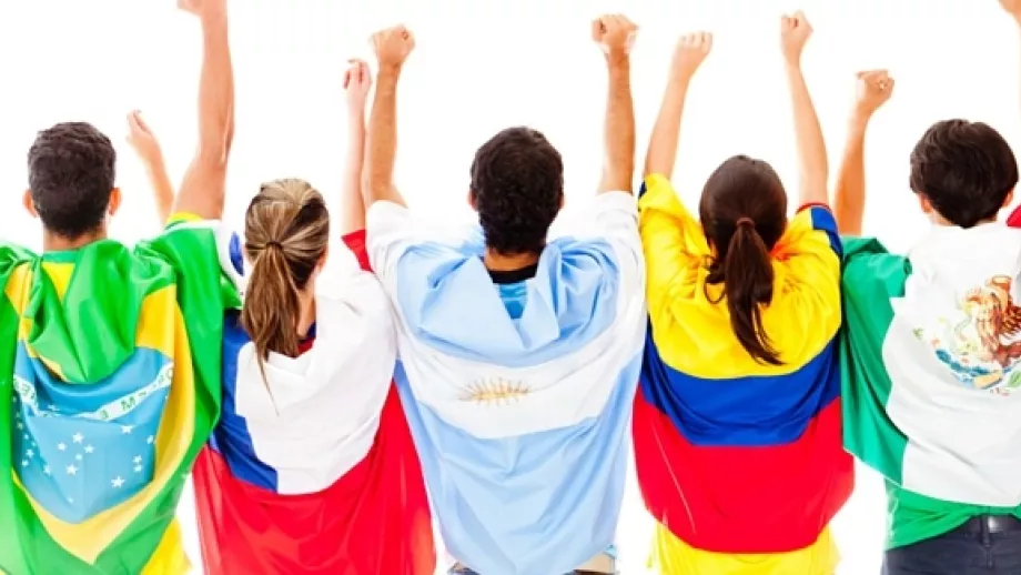 people with Latin American flags