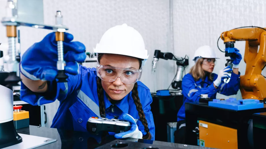 Engineering student working on robotics