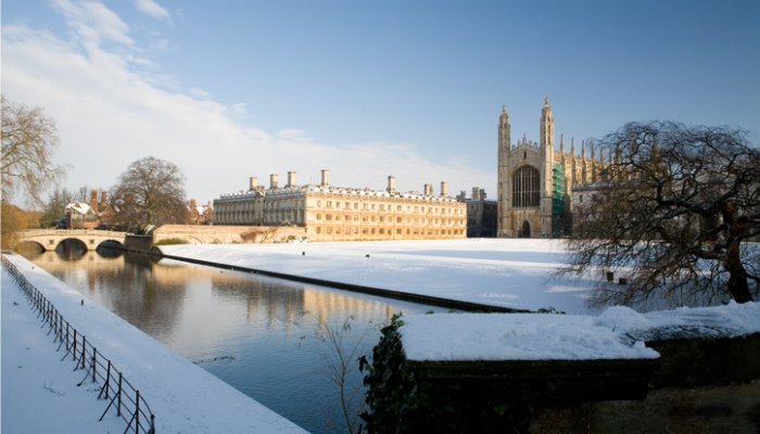 The University of Cambridge in the snow 